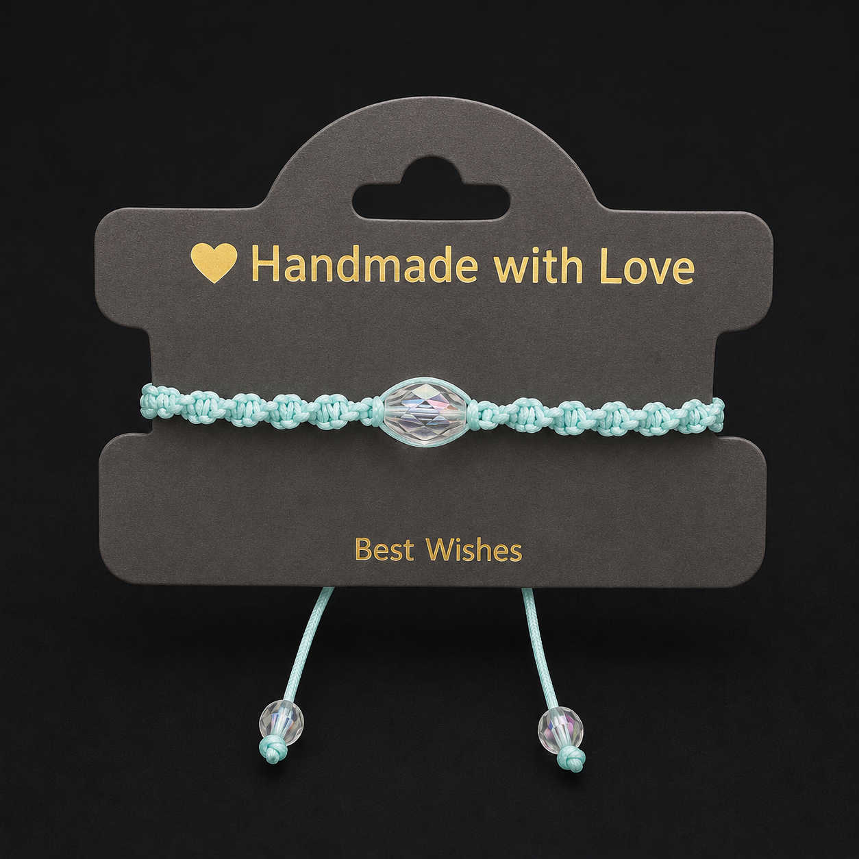 Light Blue Crystal Macrame Bracelet
